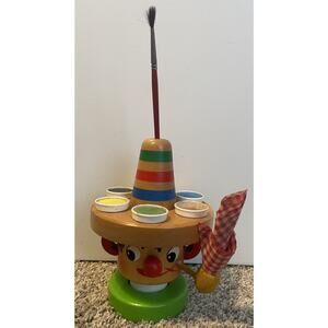 Vintage Man Hillbilly Paint Set Wooden Rare Art Supplies Paints Brush